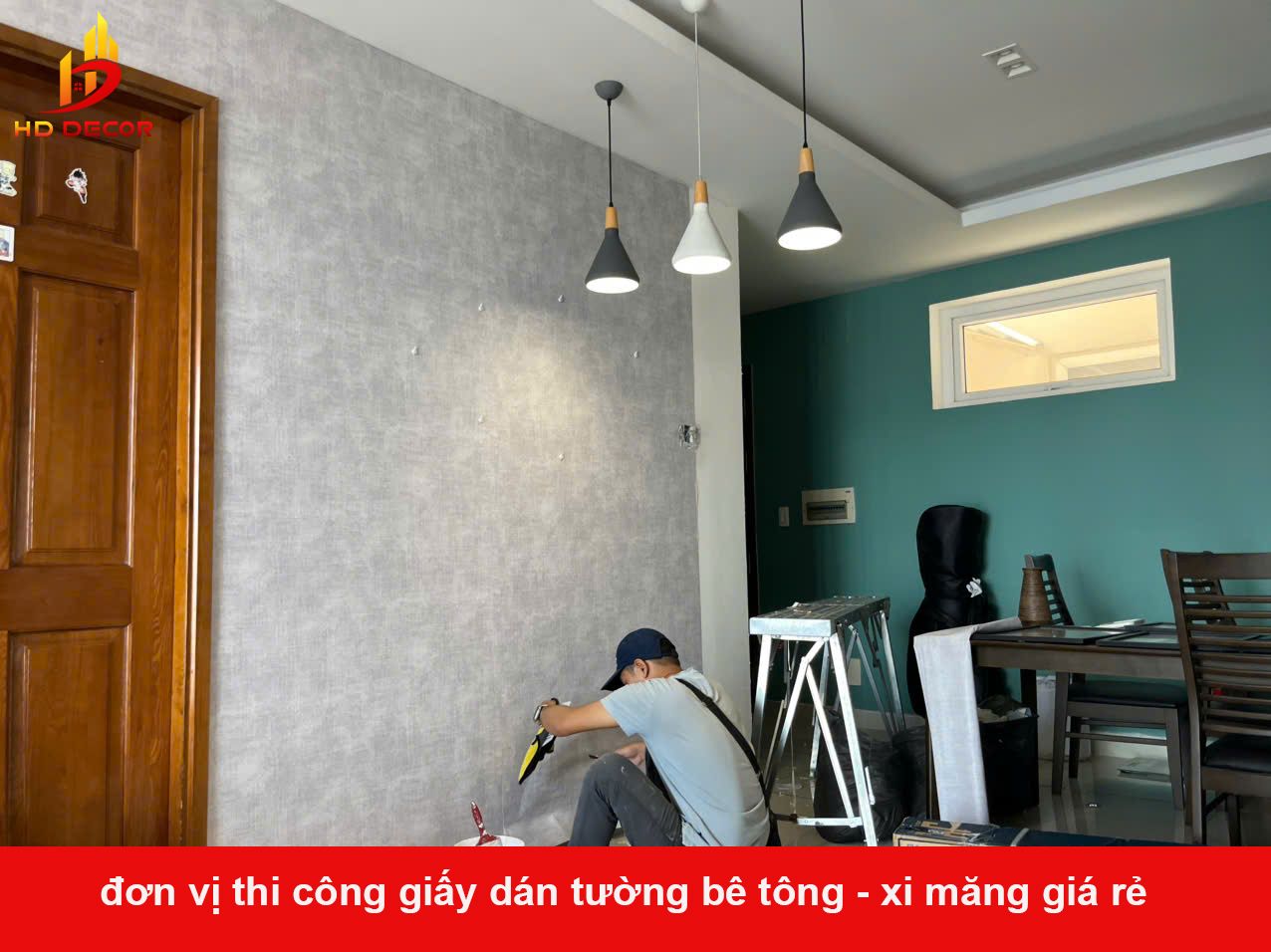 đơn vị thi công giấy dán tường giả bê tông - xi măng giá rẻ uy tín 