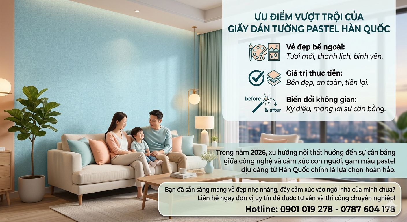ưu điểm vượt trội của giấy dán tường pastel hàn quốc