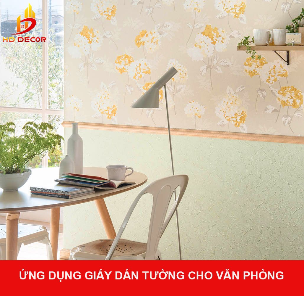 ứng dụng thi công giấy dán tường cho văn phòng 