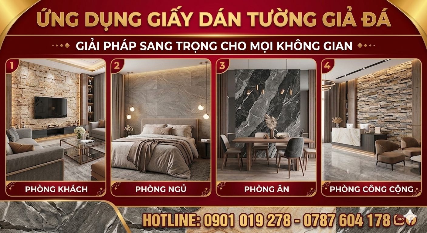 giấy dán tường giả đá 