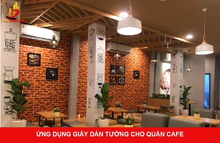 ứng dụng của giấy dán tường trong quán cafe 