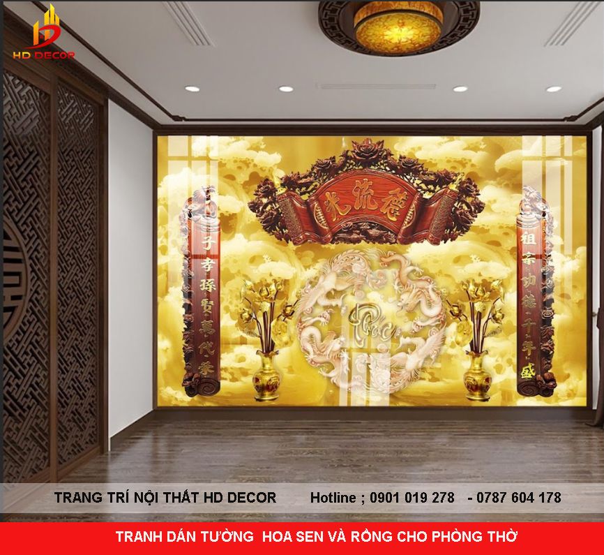 TRANH DÁN TƯỜNG HOA SEN 