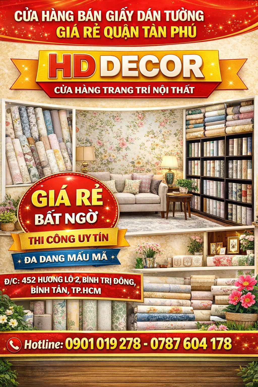 cửa hàng bán giấy dán tường giá rẻ quận tân phú 