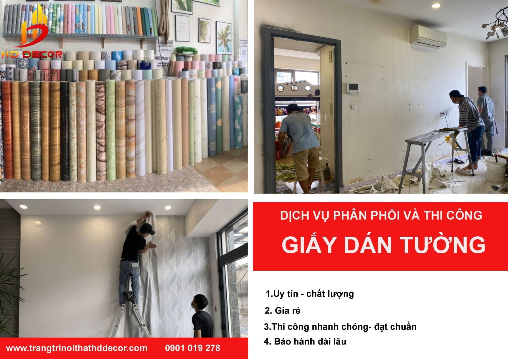 dịch vụ thi công giấy dán tường giá rẻ - uy tín