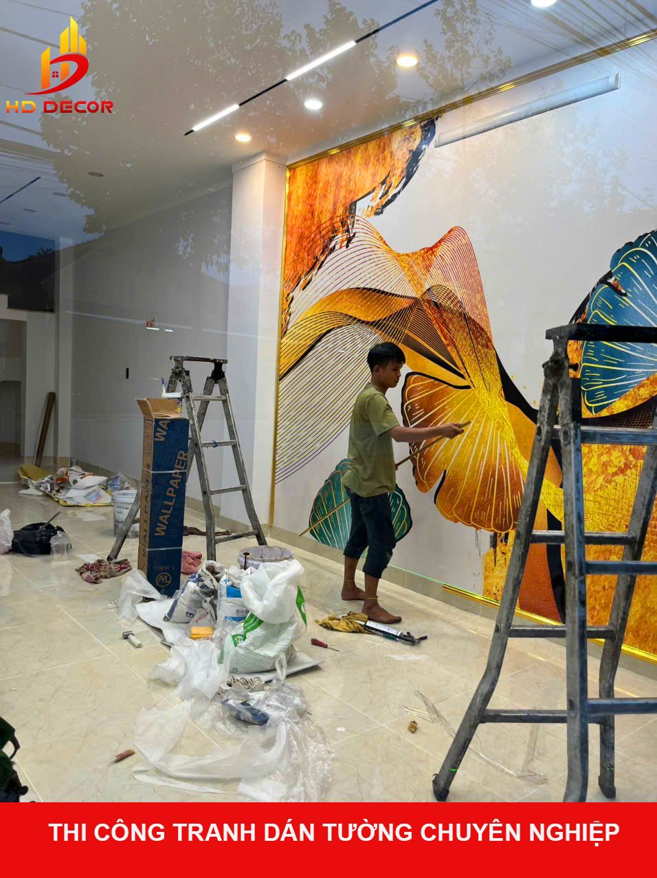 dịch vụ thi công tranh dán tường chuyên nghiệp uy tín 