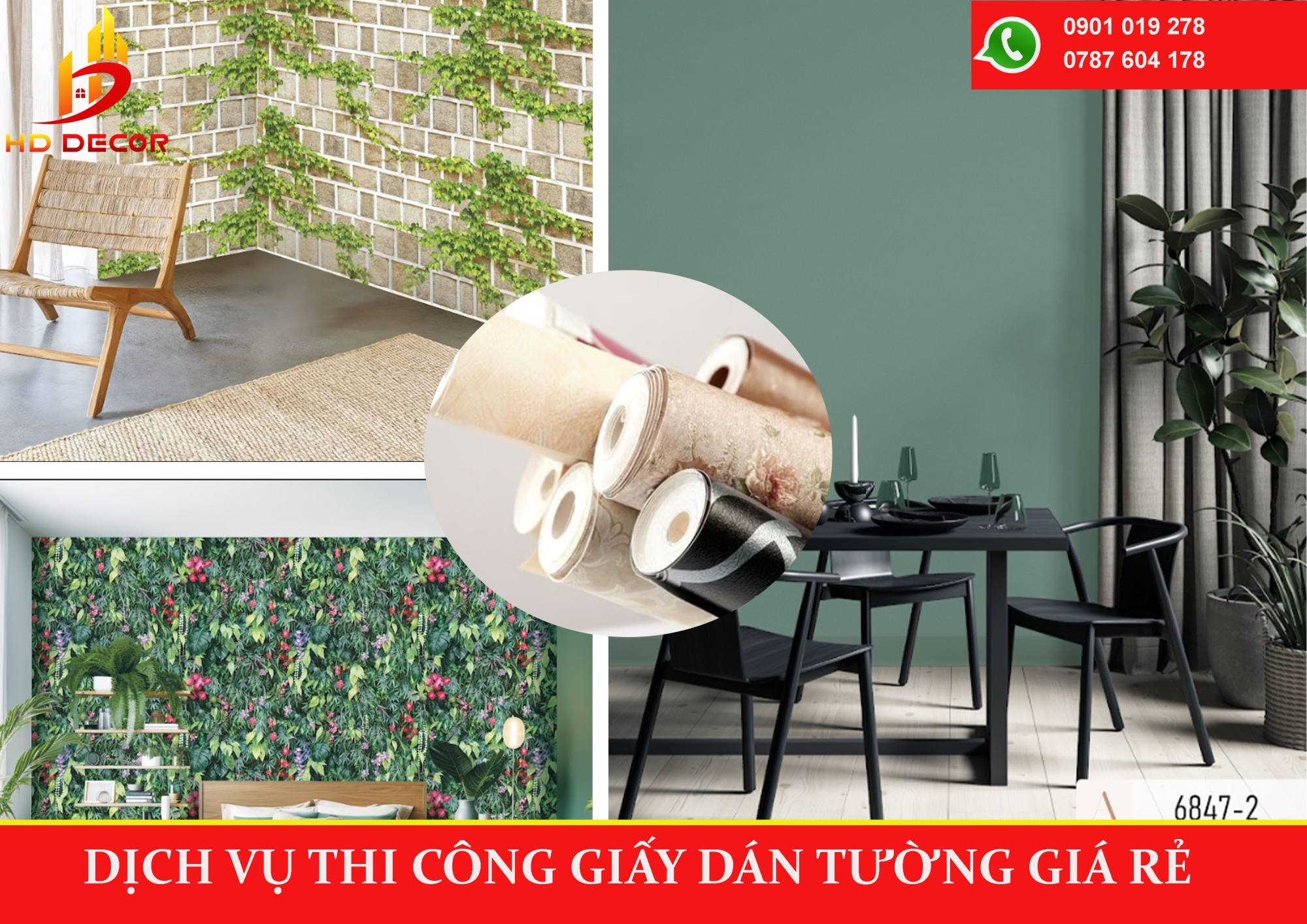 dịch vụ thi công giấy dán tường giá rẻ