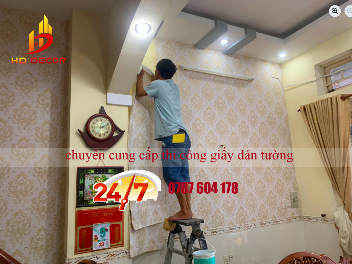 dịch vụ thi công giấy dán tường giá rẻ