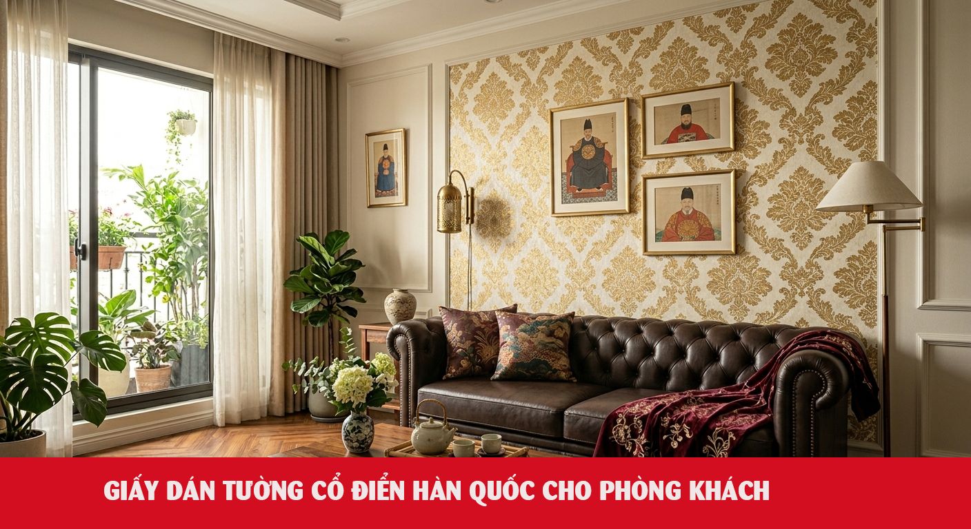 GIẤY DÁN TƯỜNG CỔ ĐIỂN HÀN QUỐC Cho phòng khách
