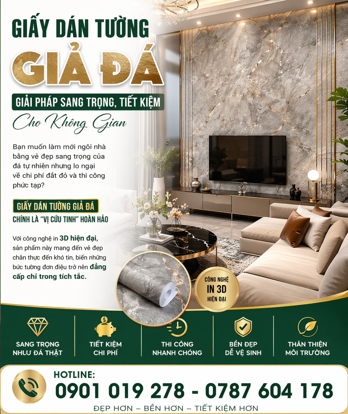 GIẤY DÁN TƯỜNG GIẢ ĐÁ - GIẢI PHÁP SANG TRỌNG TIẾT KIỆM CHO KHÔNG GIAN