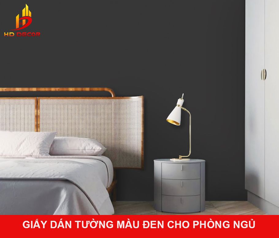 giấy dán tường màu đen cho phòng ngủ 