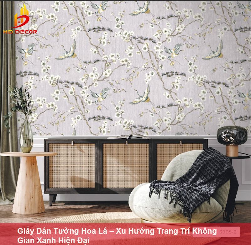 Giấy Dán Tường Hoa Lá – Xu Hướng Trang Trí Không Gian Xanh Hiện Đại