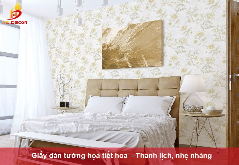 Giấy dán tường họa tiết hoa – Thanh lịch, nhẹ nhàng 
