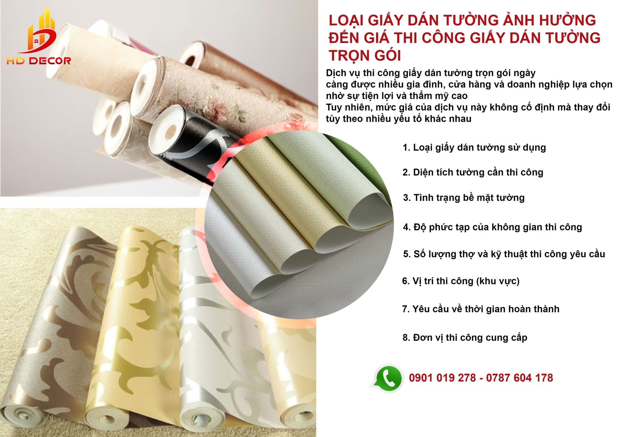 những yếu tố ảnh hưởng đến giá thi công giấy dán tường 