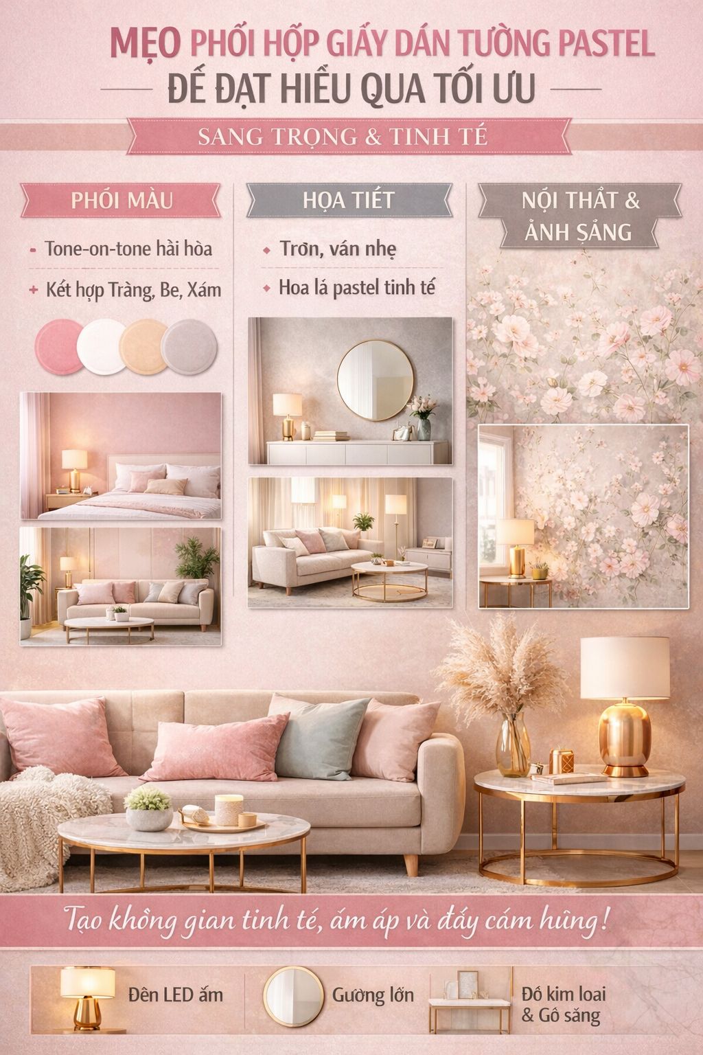 MẸO PHỐI HỢP GIẤY DÁN TƯỜNG PASTEL ĐỂ ĐẠT HIỆU QUẢ TỐI ƯU