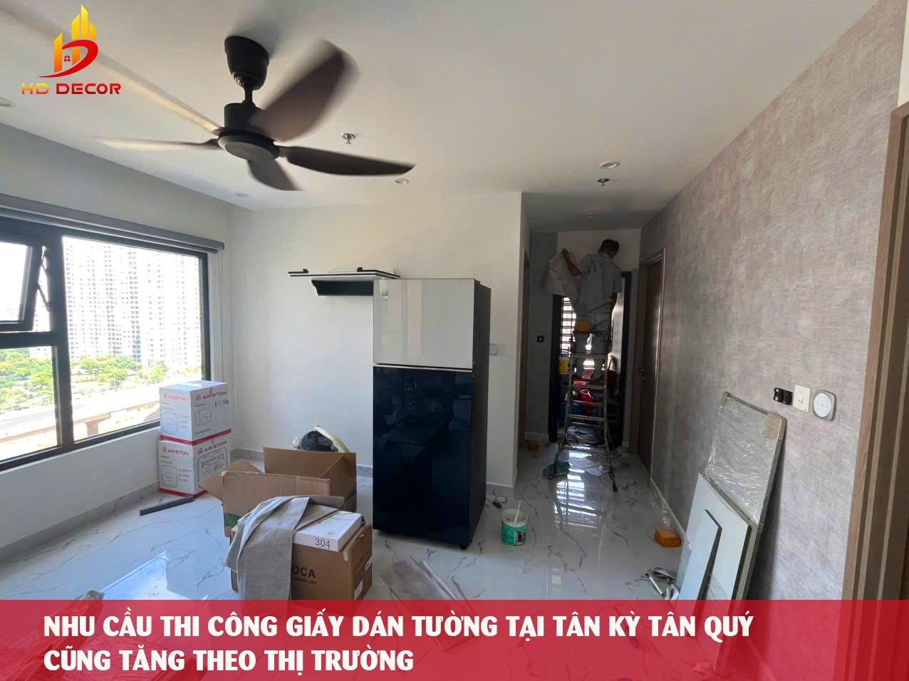 Nhu cầu thi công giấy dán tường tại TÂN KỲ TÂN QUÝ  cũng tăng theo thị trường