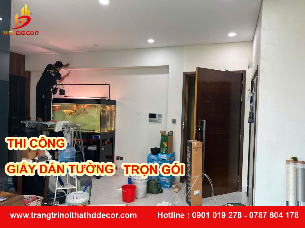 thi công giấy dán tường trọn gói 