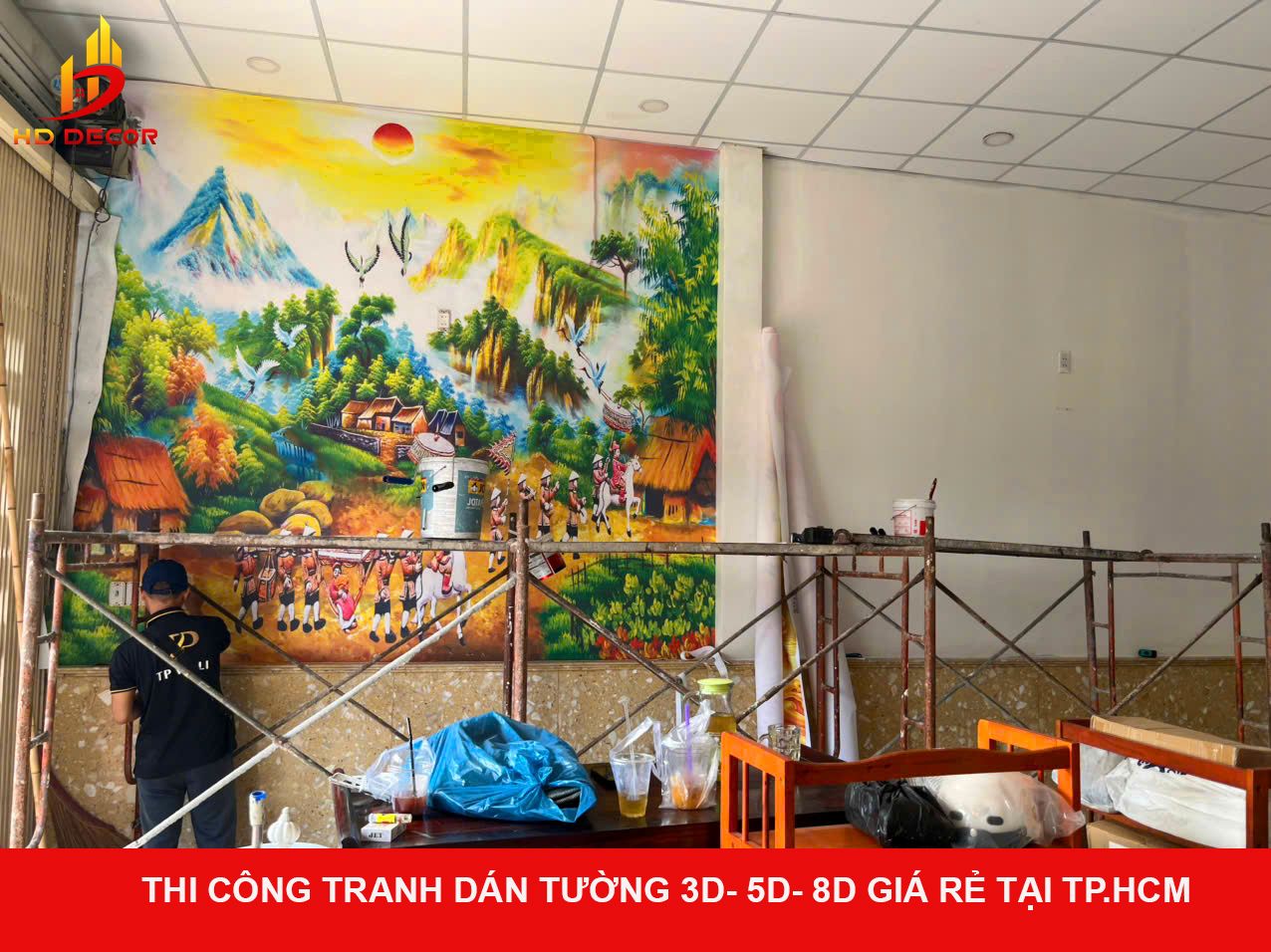 thi công  tranh dán tường 3d- 5d - 8d giá rẻ tại tp.hcm 