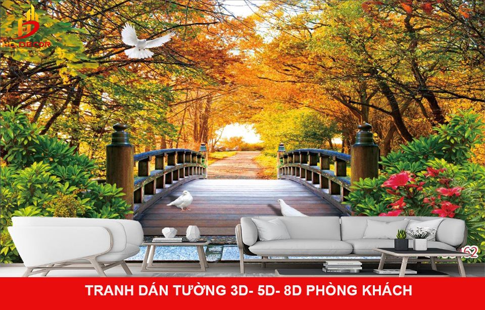 tranh dán tường 3d - 5d -8d phòng khách 