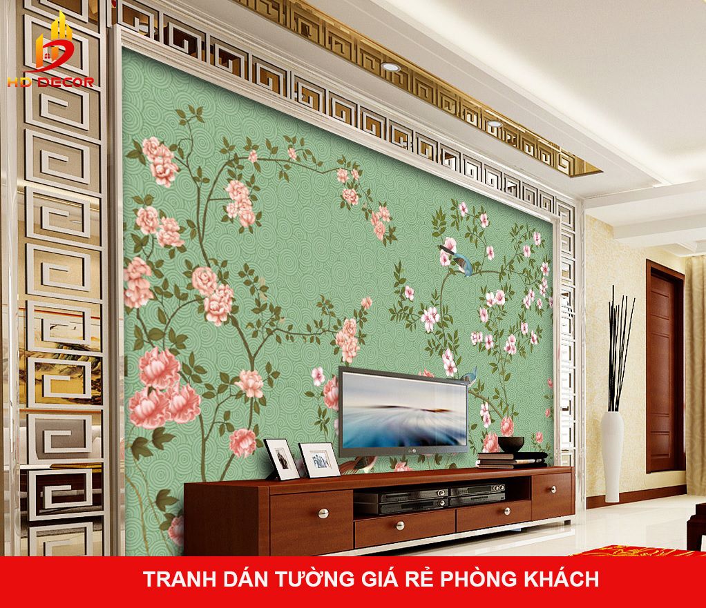 tranh dán tường giá rẻ cho phòng khách 
