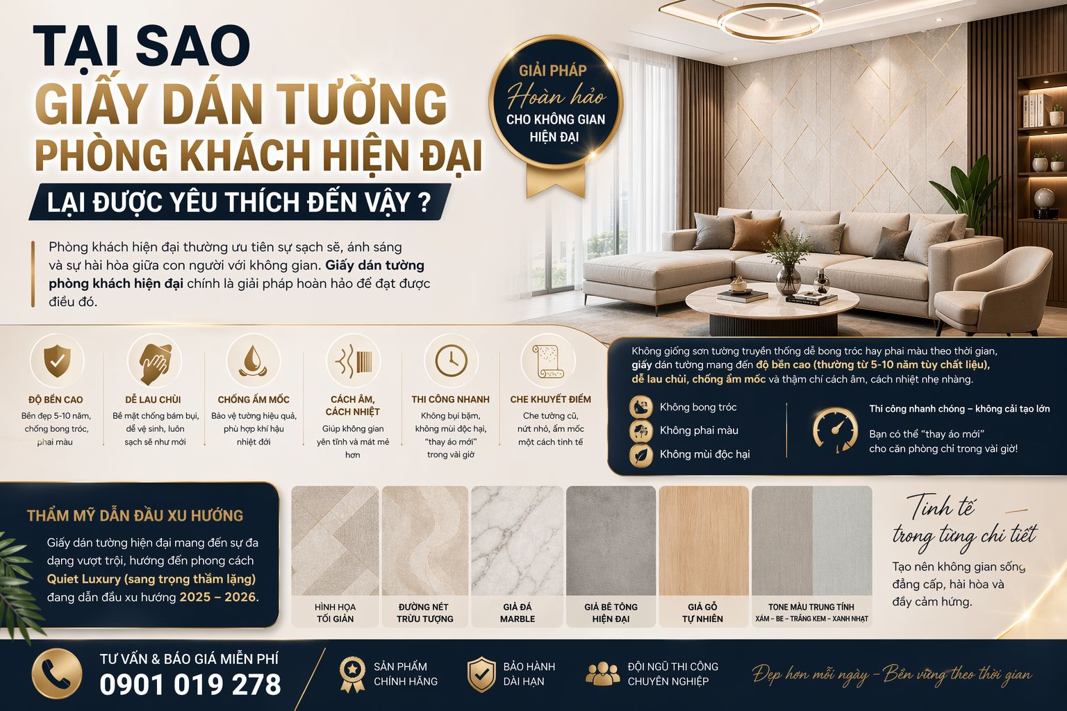 tại sao giấy dán tường phòng khách lại được ưa thích đến vậy 