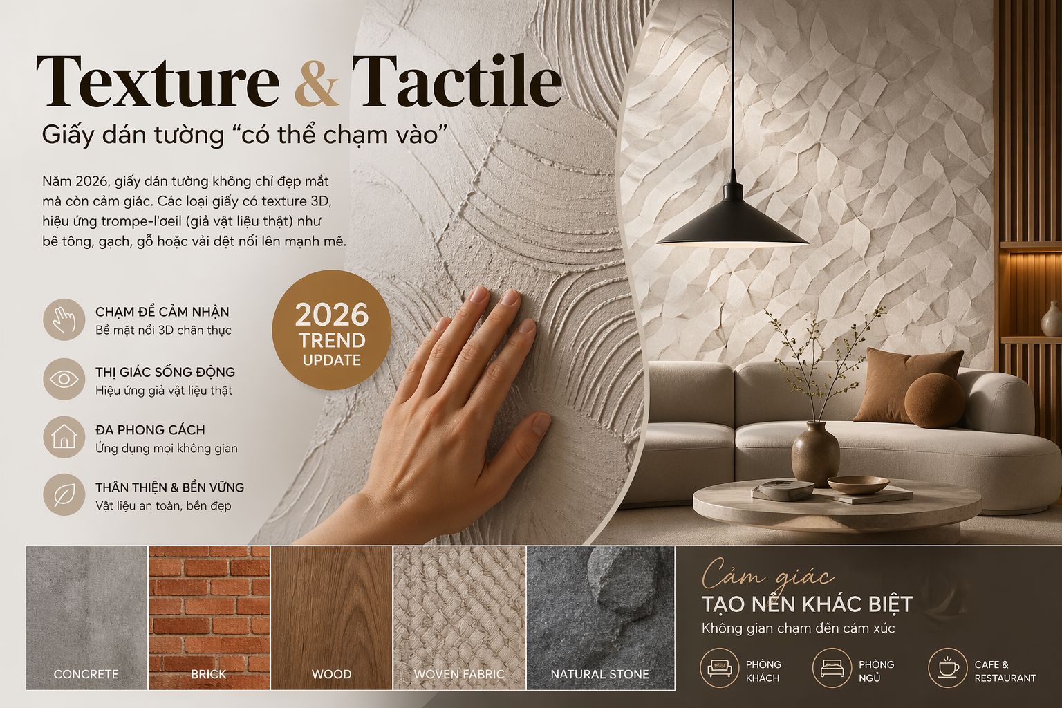 Texture & Tactile – Giấy dán tường “có thể chạm vào”