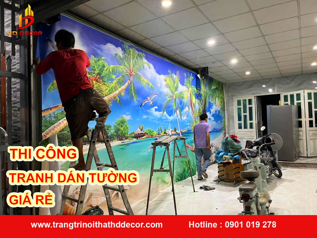 thi công  tranh dán tường giá rẻ quận tân phú 
