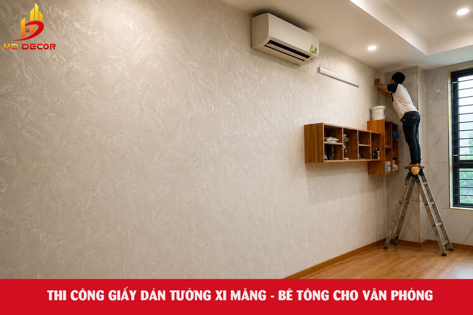 thi công giấy dán tường giả xi măng