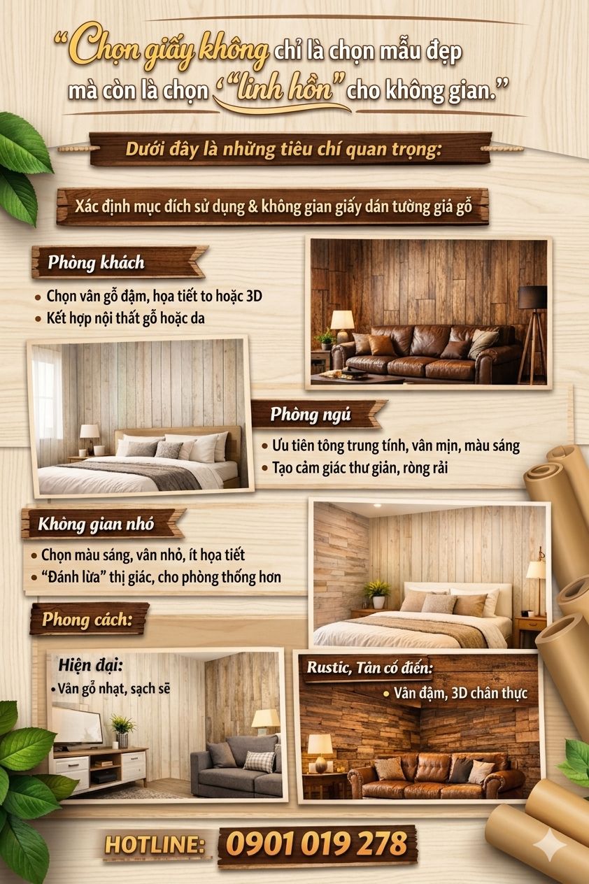 Xác định mục đích sử dụng và không gian trước khi dán giấy dán tường giả gỗ