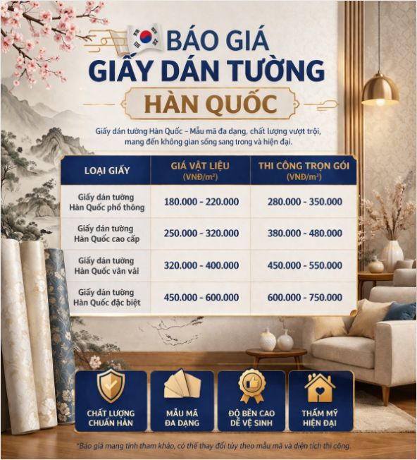 báo giá giấy dán tường hàn quốc 