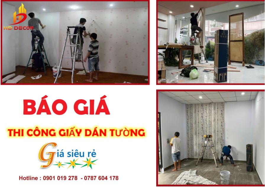 báo gía thi công giấy dán tường giá rẻ trọn gói 