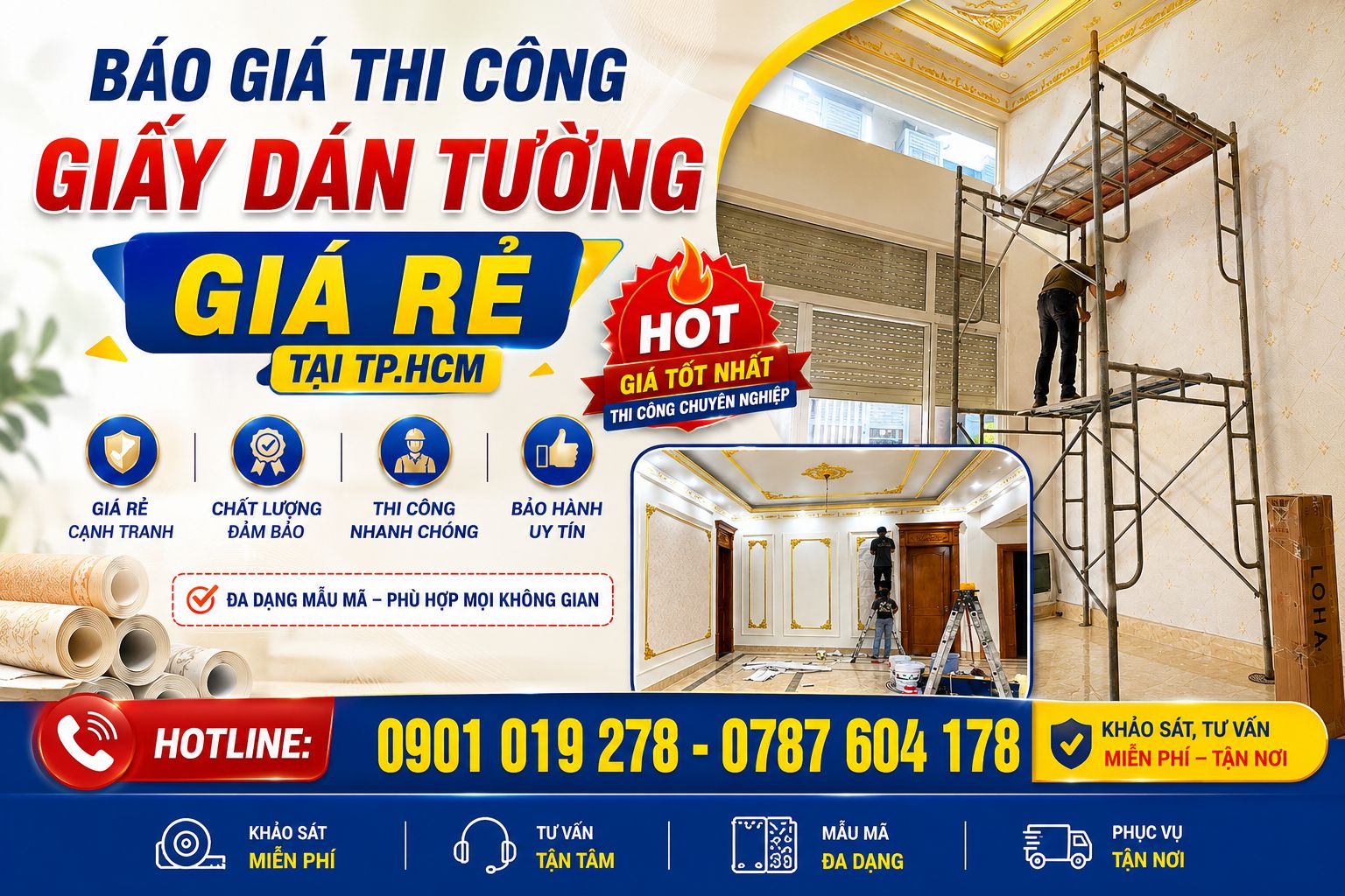 báo giá thi công giấy dán tường giá rẻ tại tp.hcm