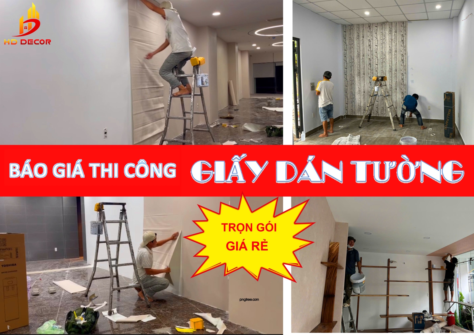 đơn vị thi công giấy dán tường giá rẻ