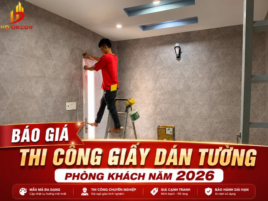 báo giá thi công giấy dán tường phòng khách