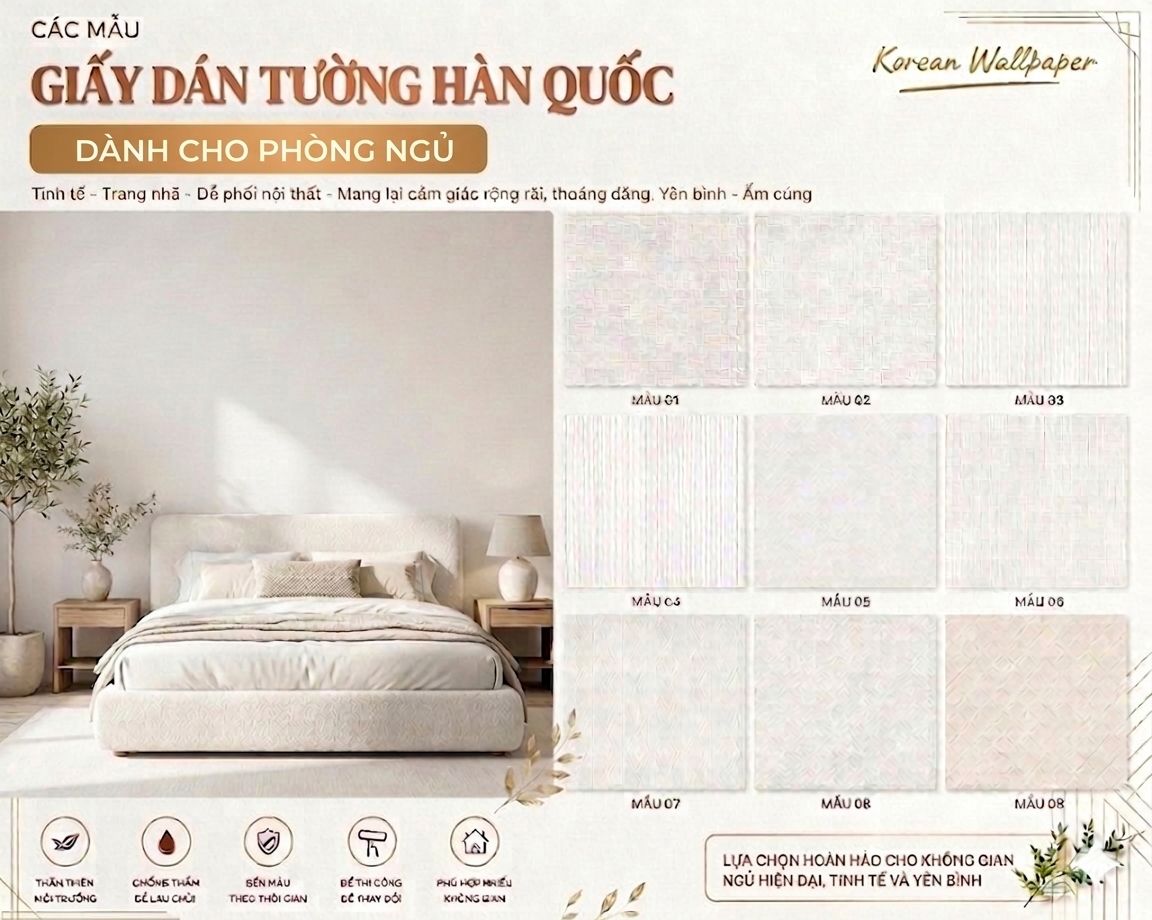 các mẫu giấy dán tường phòng ngủ