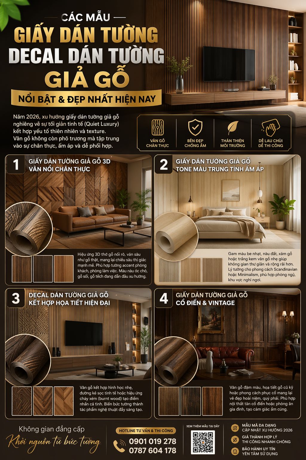 các mẫu giấy dán tường giả gỗ - decal dán tường giả gỗ được ưa chuộng nhất hiện nay