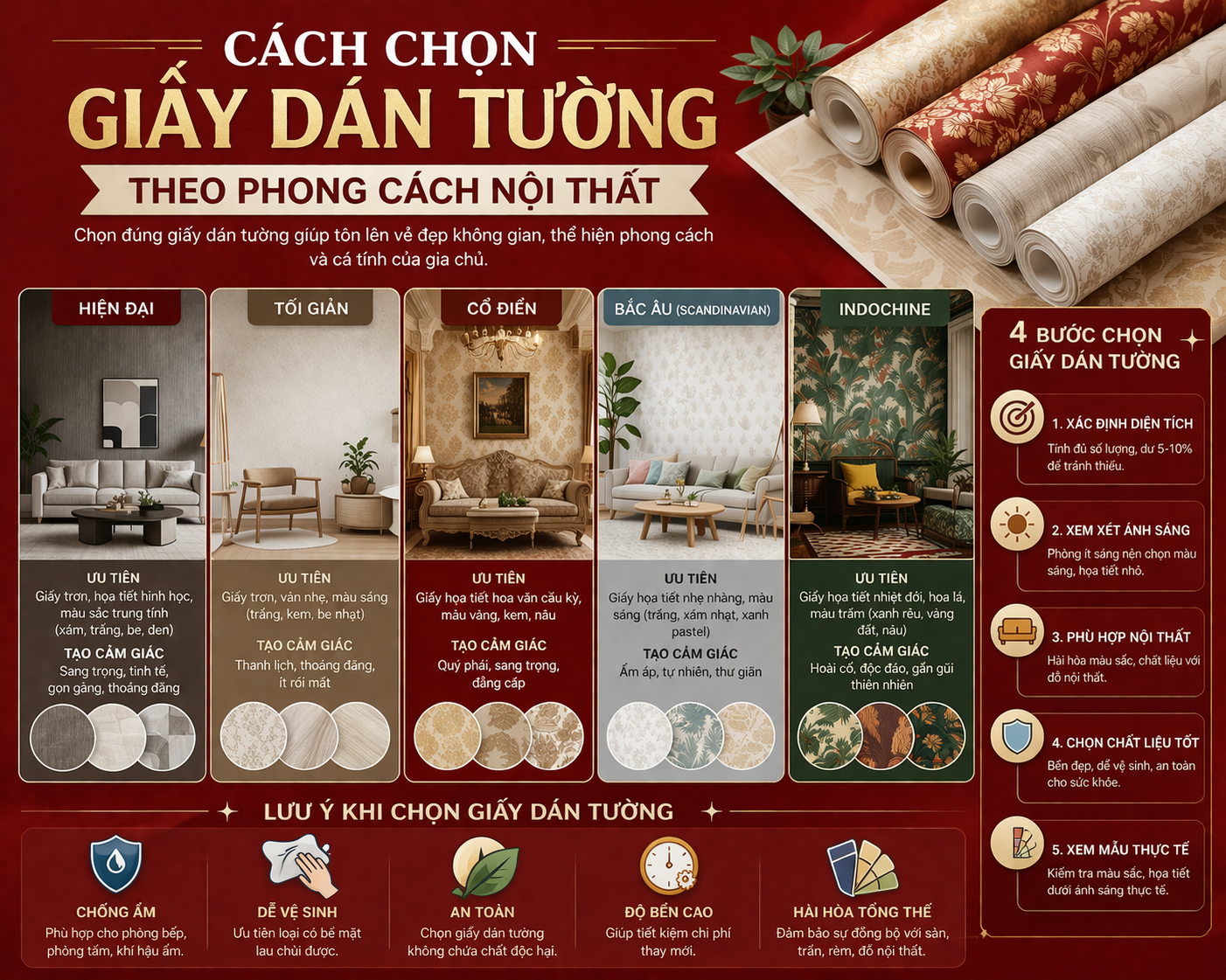 cách chọn giấy dán tường theo phong cách nội thất