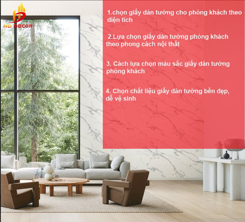 cách lựa chọn giấy dán tường phù hợp cho phòng khách 