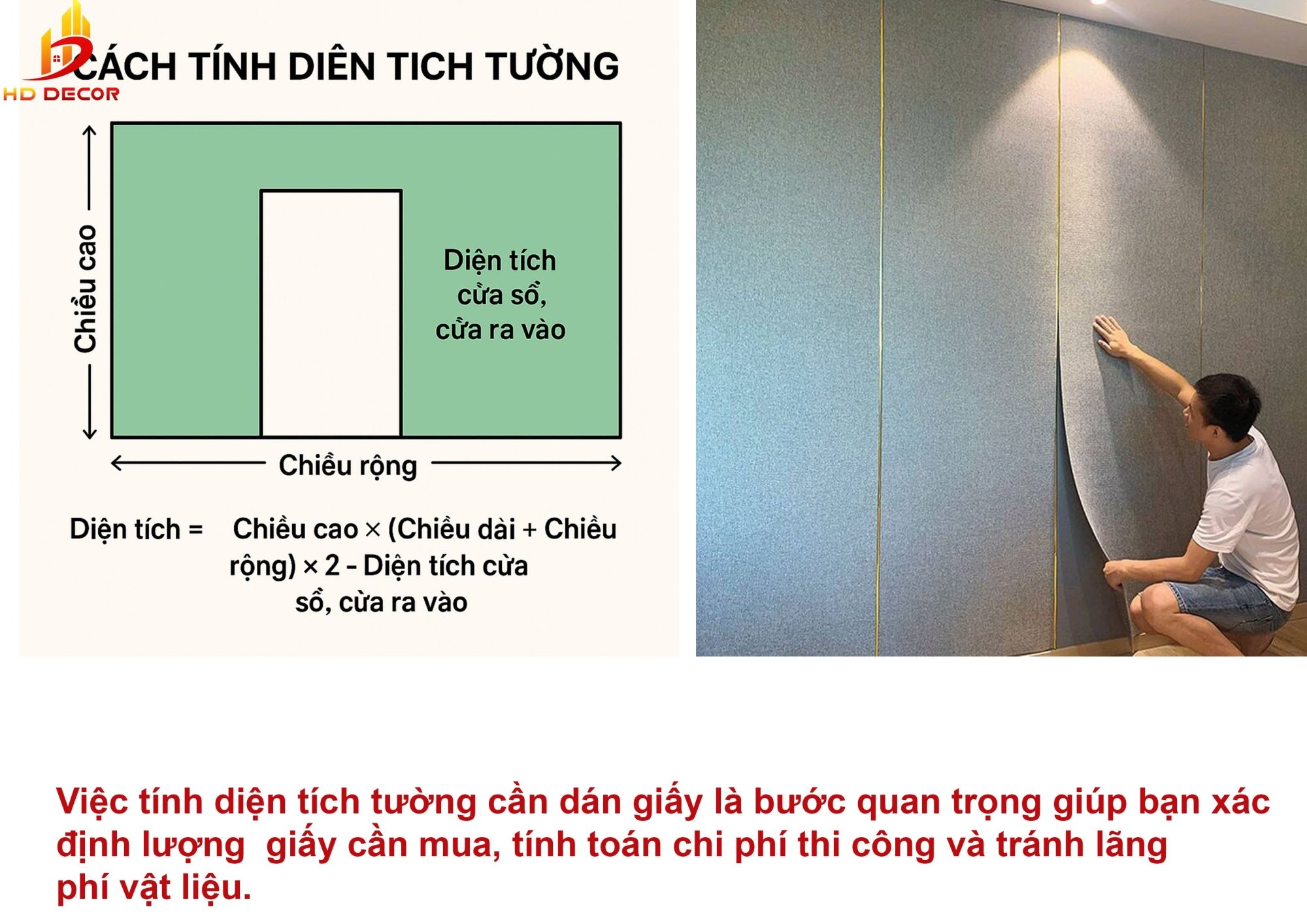 cách tính diện tích cần dán giấy dán tường 