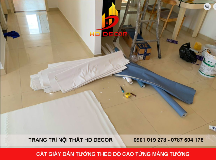 chuẩn bị giấy dán tường và keo dán tường 