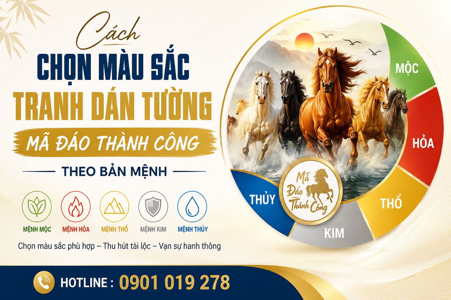 cách chọn tranh dán tường mã đáo thành công theo bản mệnh 