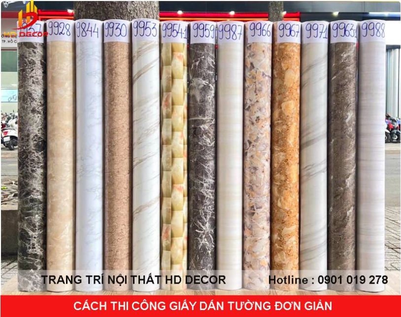 cách thi công giấy dán tường 