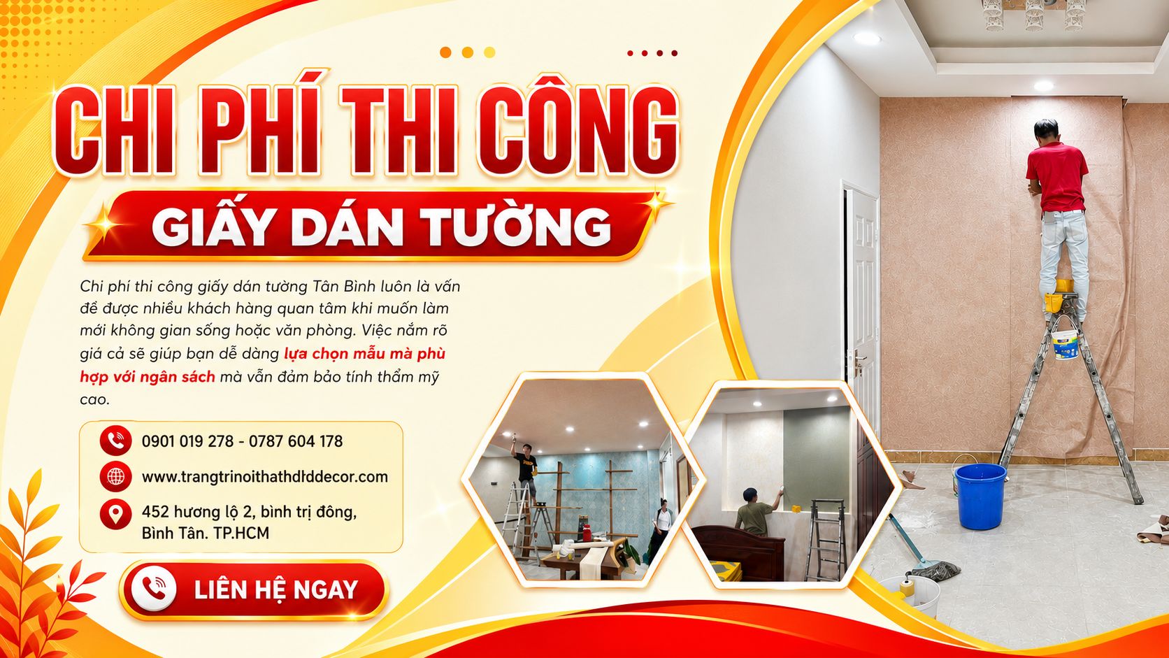 chi phí thi công giấy dán tường hiện nay