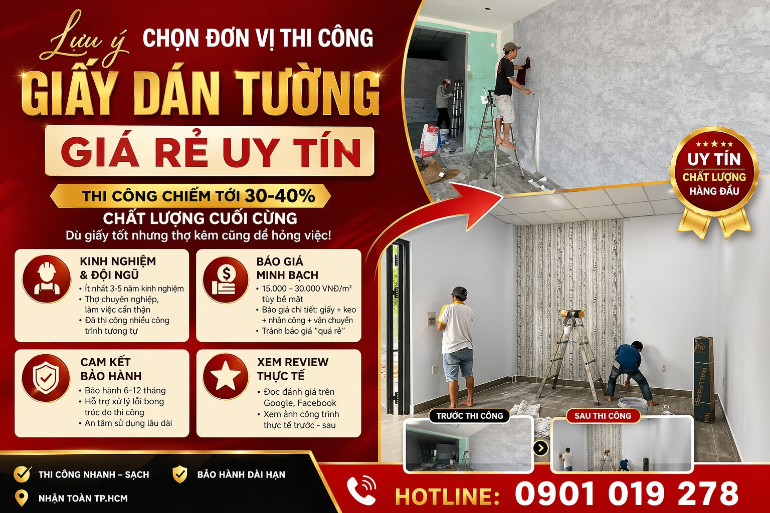 chọn đơn vị thi công giấy dán tường giá rẻ uy tín