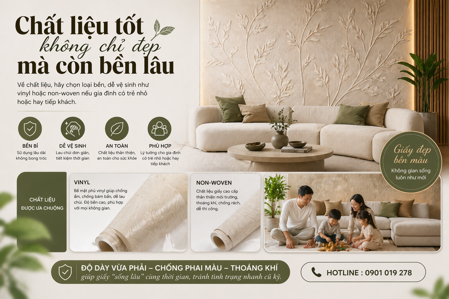 chọn giấy dán tường theo chất liệu 