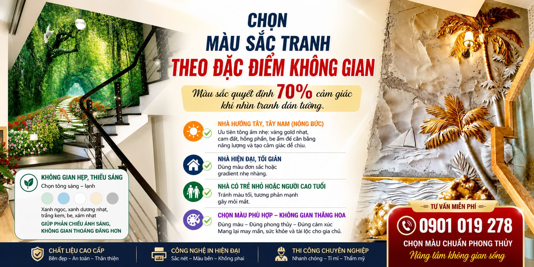 chọn màu sắc tranh theo đặc điểm của từng không gian