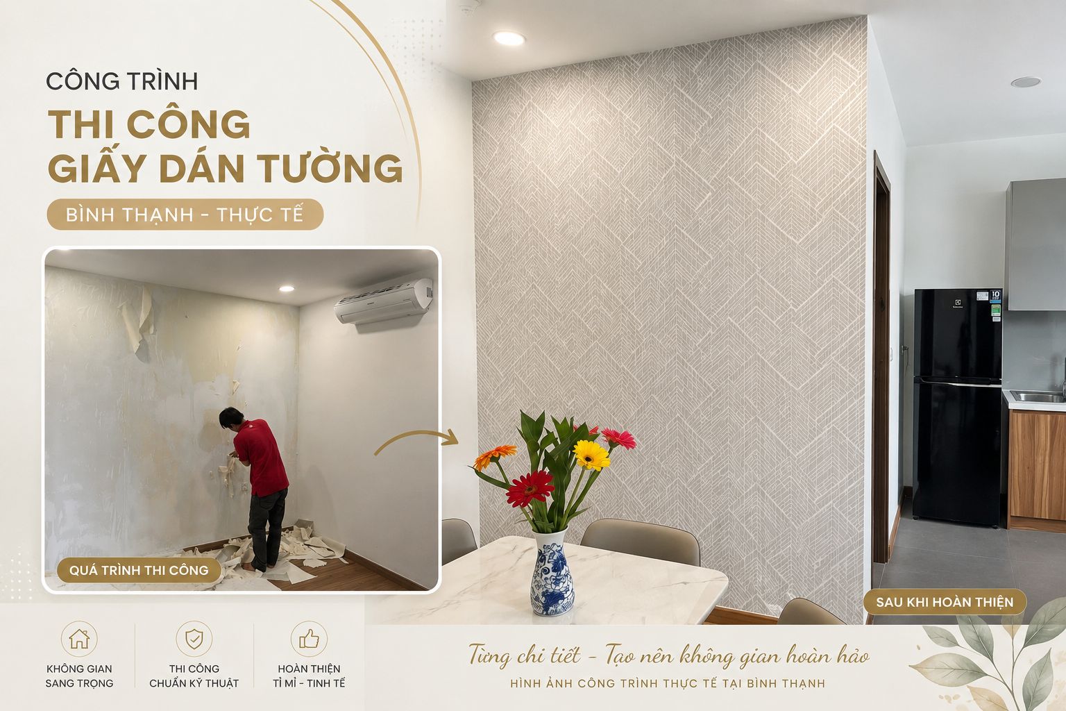 công trình thi công giấy dán tường trọn gói 