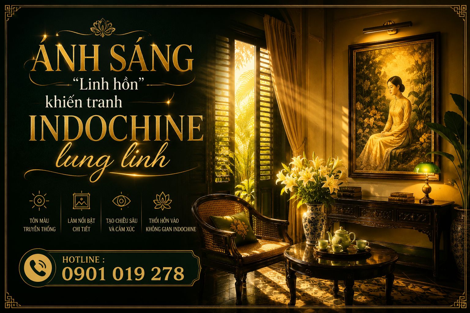 ánh sáng tranh dán tường indochine 