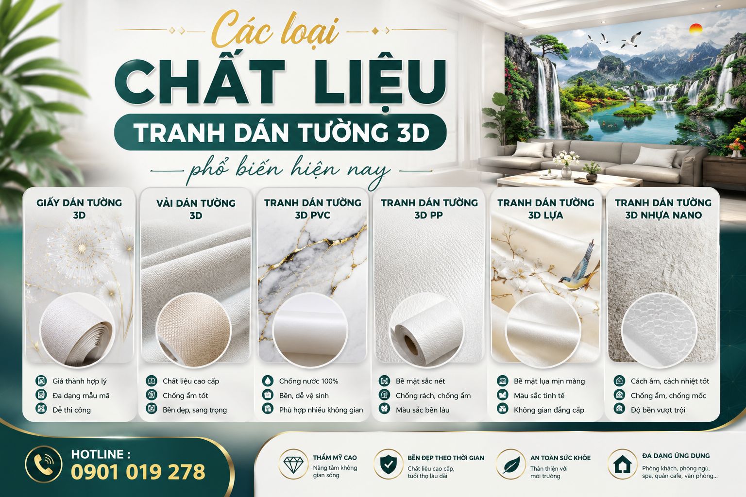 các  loại chất liệu tranh dán tường 3D 