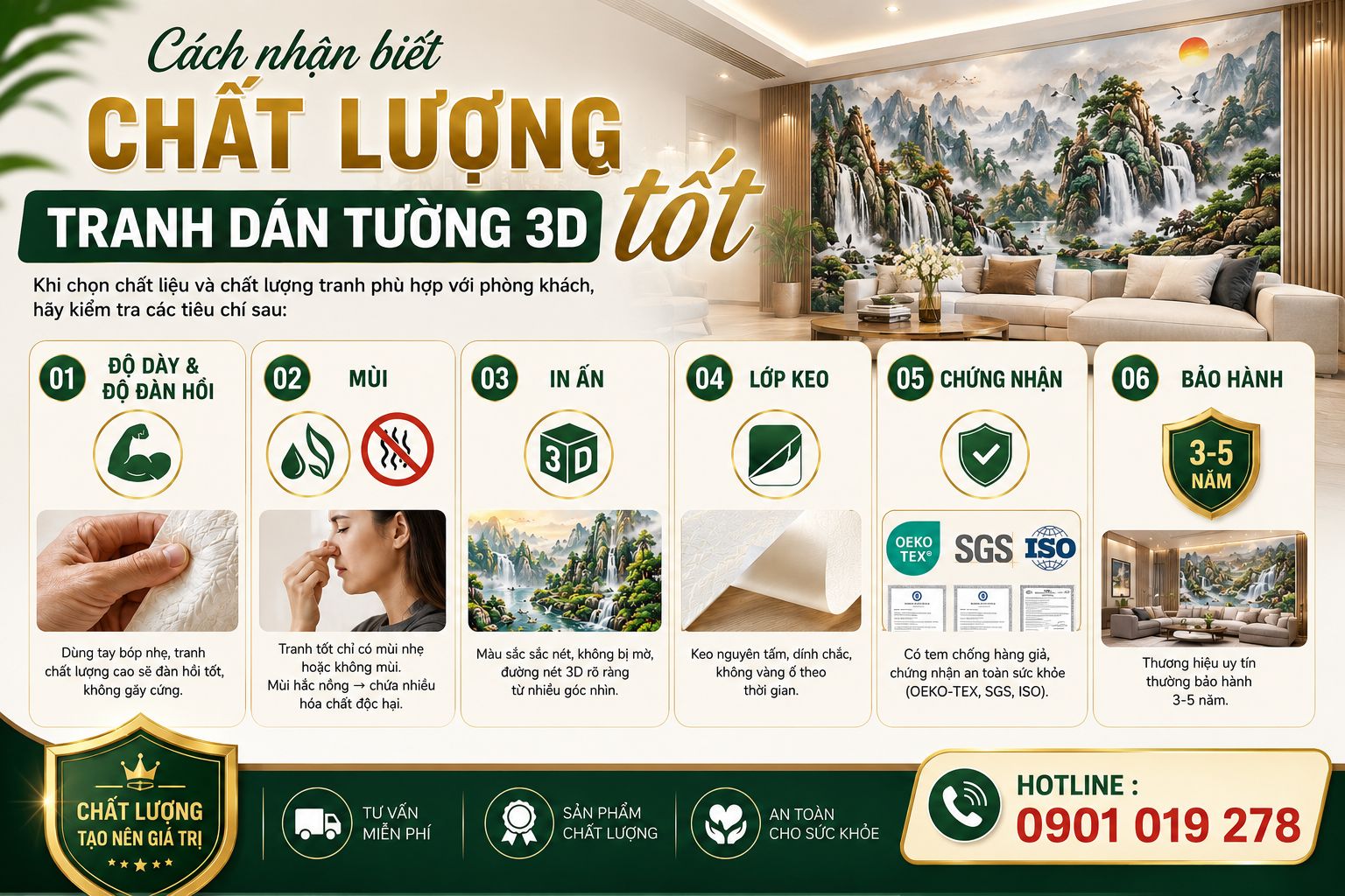 cách nhận biết chất lượng tranh dán tường tốt 