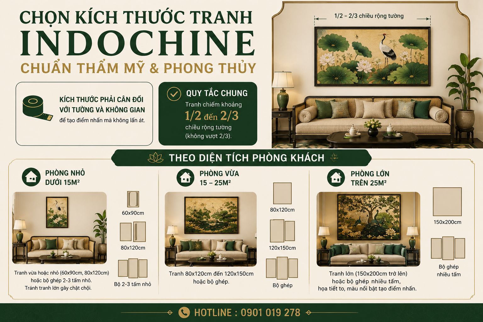 chọn kích thước tranh dán tường indochine